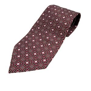 DC By Daniel Craig‎ 100% Silk Necktie Red Geometric Floral Men's Tie